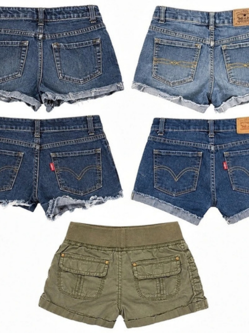 Levi's Mini Mom / Shorty Short Kids Shorts Bundle Blue & Green Girls 8